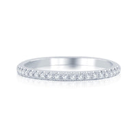 14Kt White Gold Prong Set Wedding Ring With 0.16cttw Natural Diamonds