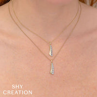 Shy Creation 14Kt White Gold Chopin Chain Necklace with .17Cttw Natural Diamonds on an Adjustable 18" Chain with a Lobster Clasp