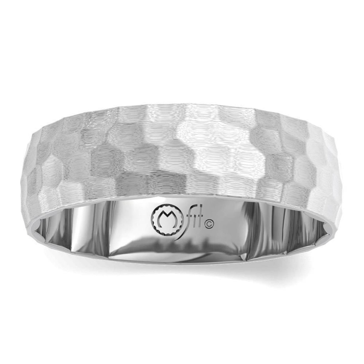 10Kt White Gold M-FIT Band With Hammered Finish