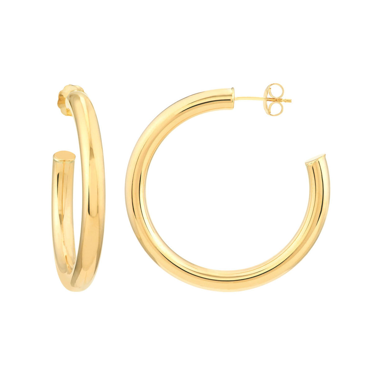 14Kt Yellow Gold Large 35x4mm Round 3/4 Hoop Earrings