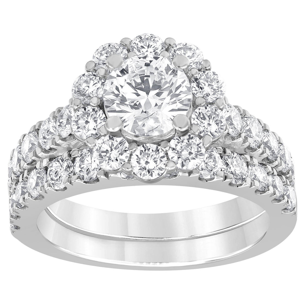 14Kt White Gold Halo Engagement Ring With 1.00ct Lab-Grown Center Diamond