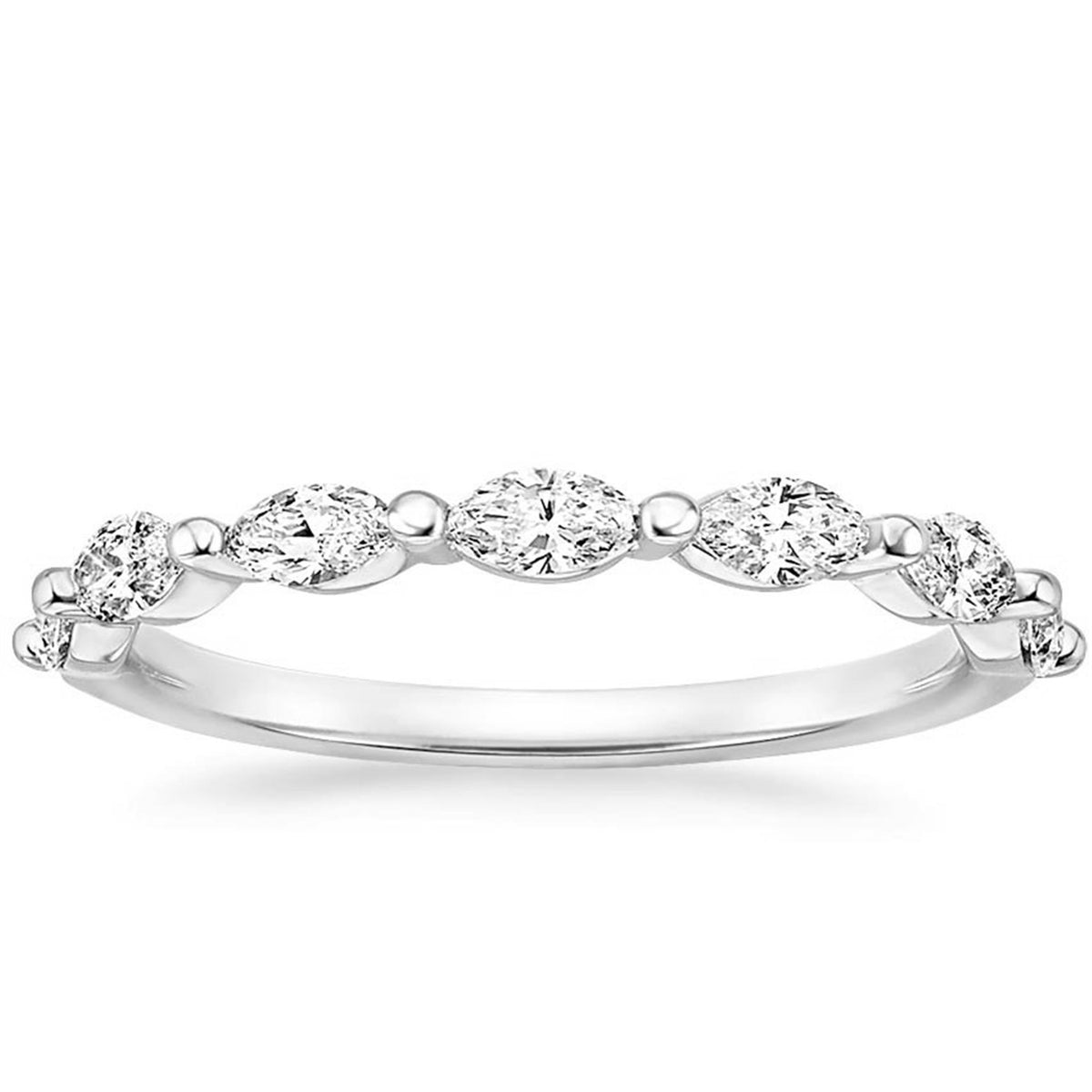 14Kt White Gold Stacking Ring With .61cttw Natural Marquise Diamonds