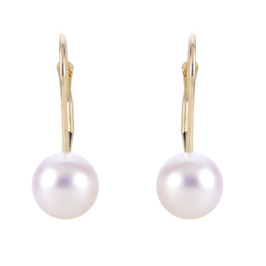 14Kt Yellow Gold Lever Back Earrings with Akoya Cultured Pearls