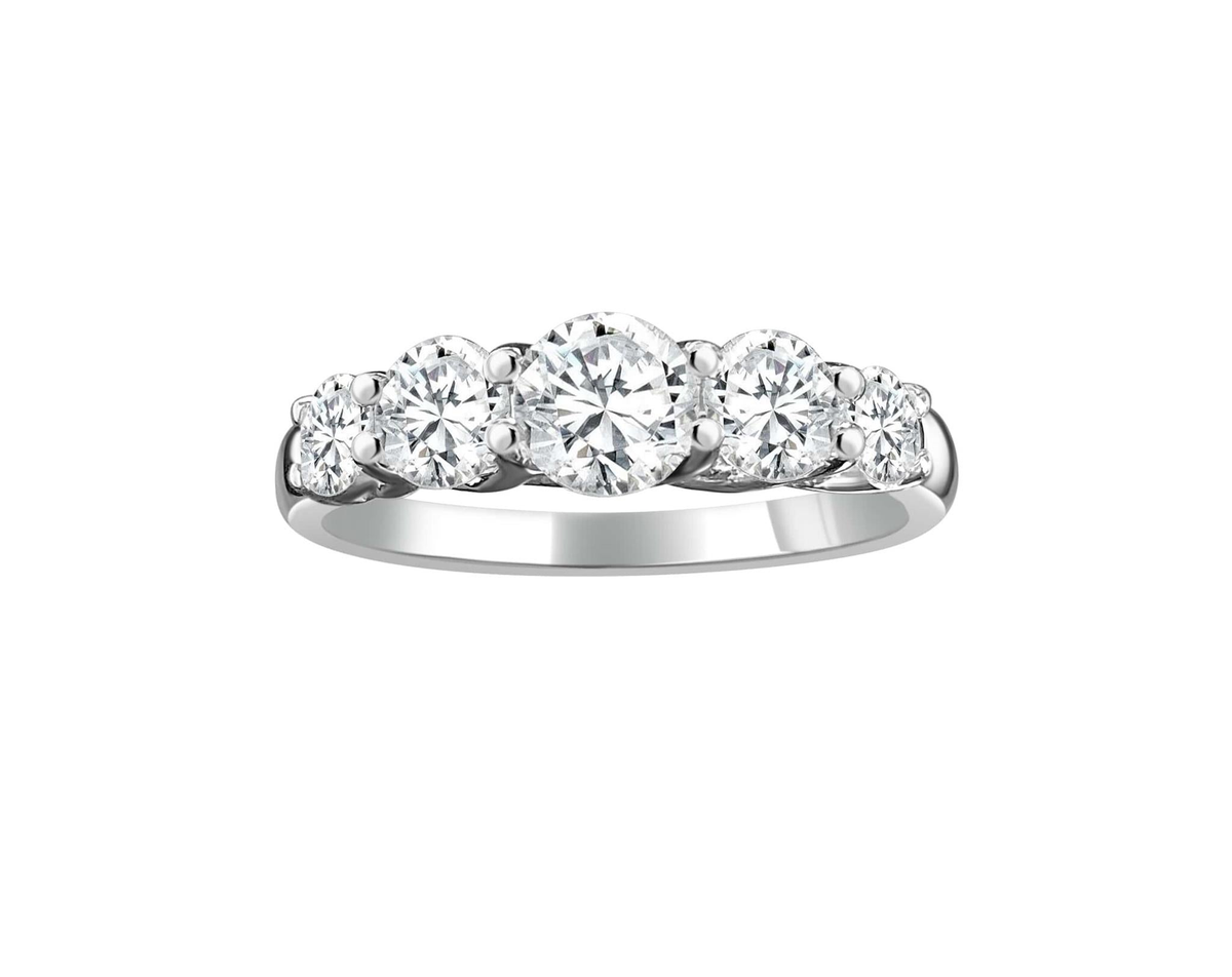 14Kt White Gold Prong Set Wedding Ring With 0.70cttw Natural Diamonds