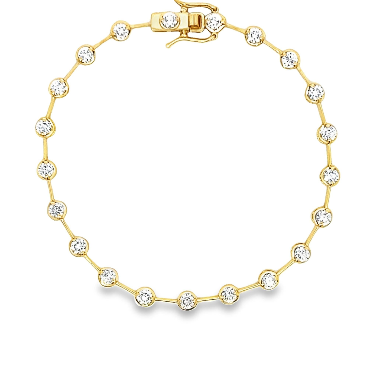 18Kt Yellow Gold Station Bracelet with 211.96cttw Natural Diamonds and Double Locking Safety Clasp