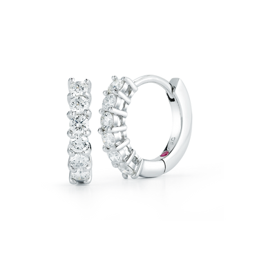 Roberto Coin 18Kt White Gold 0.70cttw Round Natural Diamond Huggy Hoop Earrings