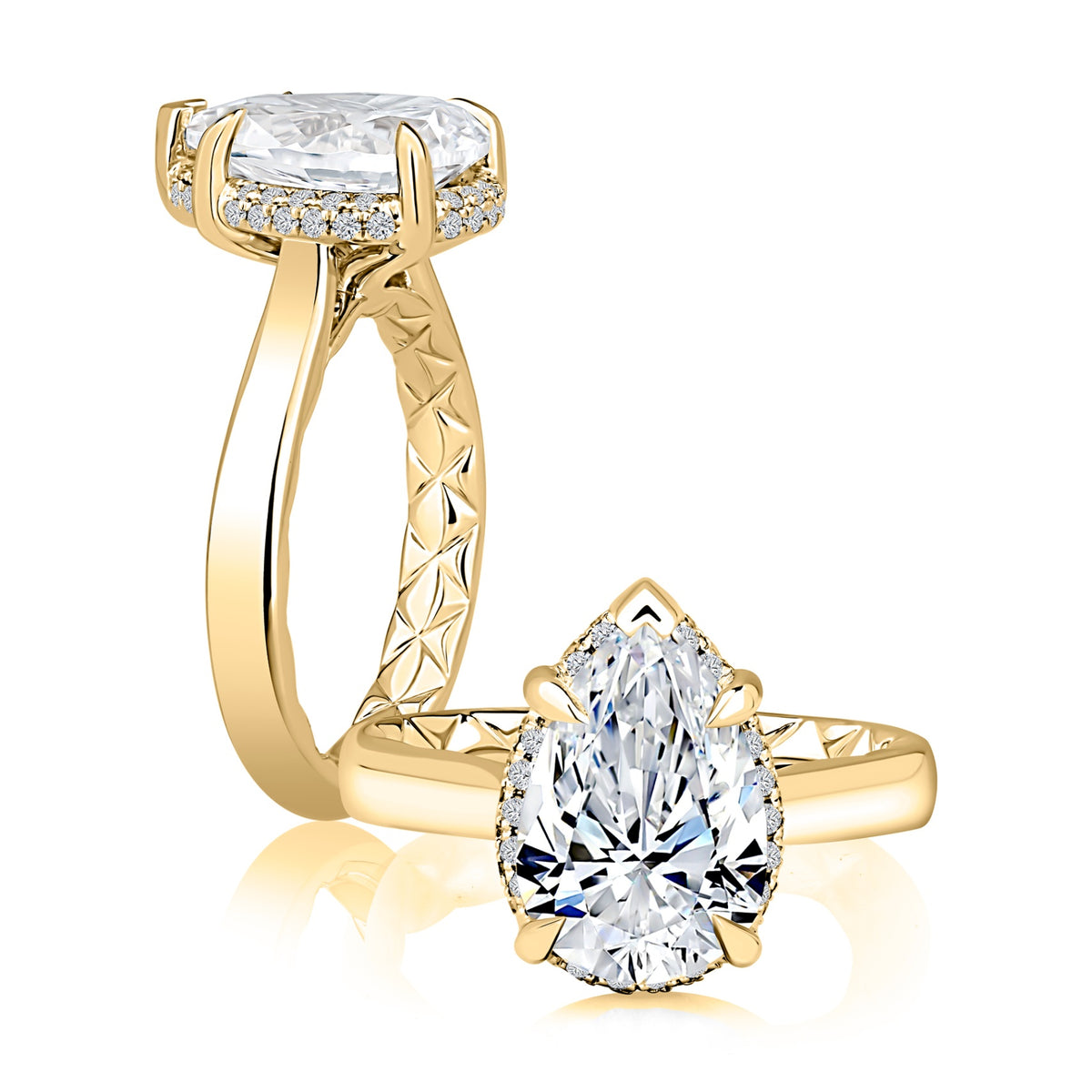 A. Jaffe Pear-Shaped Center Stone Hidden Halo Engagement Ring