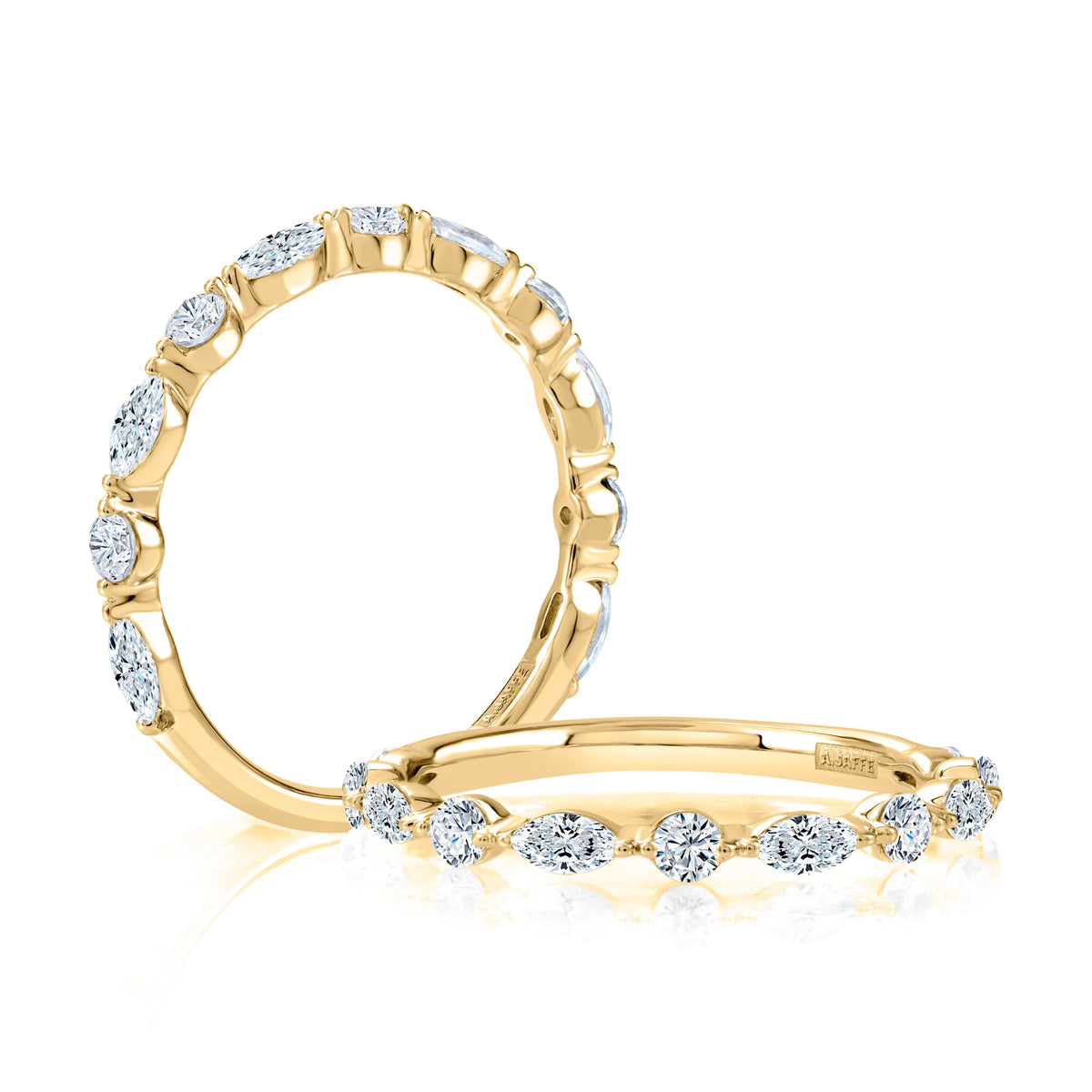 A.Jaffe Alternating Marquise & Round 0.67cttw Diamond Anniversary Band in 14Kt Yellow Gold