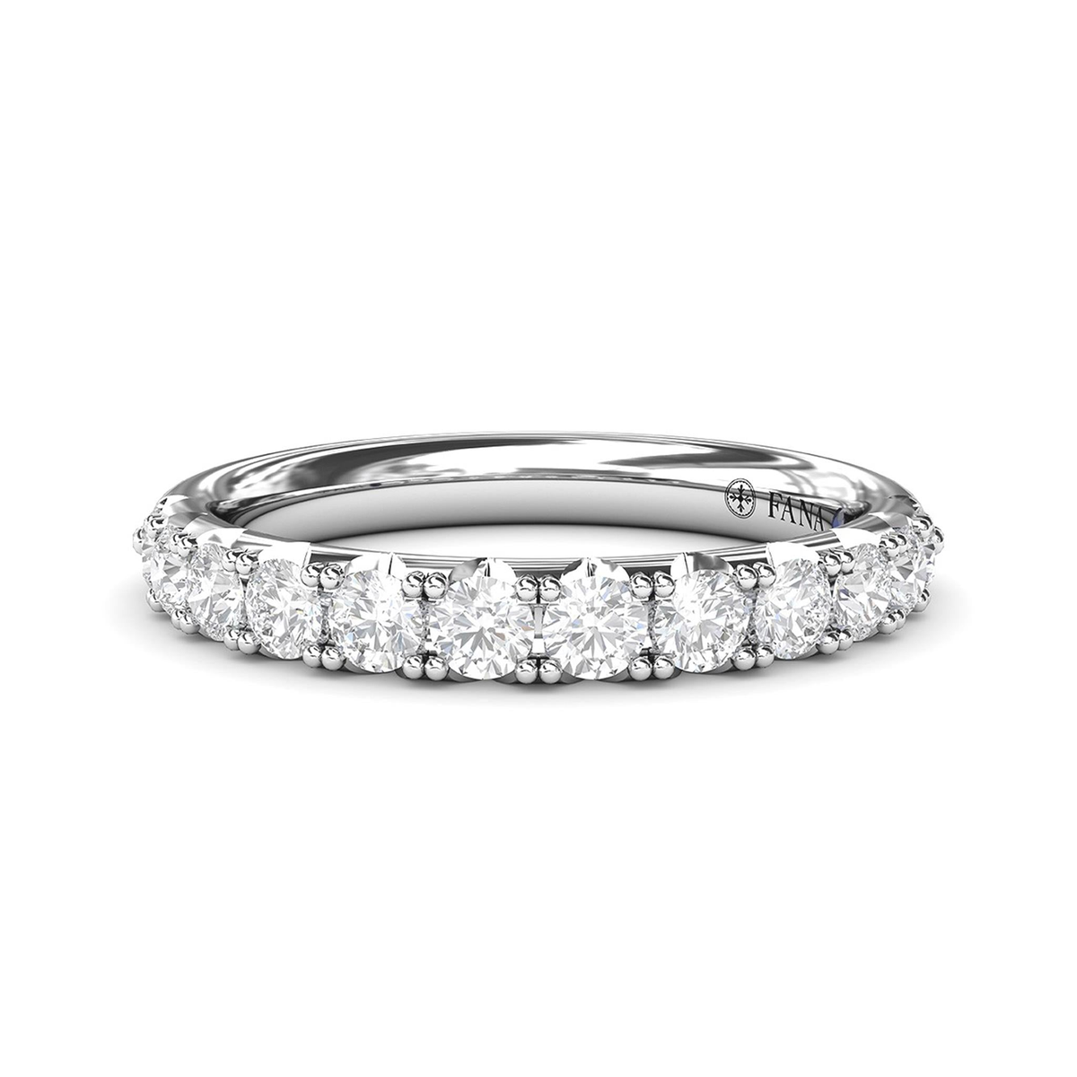 14Kt White Gold Prong Set Wedding Ring with 0.66cttw Natural Diamonds