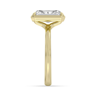 Centurion Collection 14Kt Yellow Gold Solitaire Faux Bezel Engagement Ring with 3ct 100-Faceted Lab-Grown Radiant Center Diamond