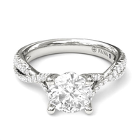 14Kt White Gold Free-Form Engagement Ring Mounting with 0.31cttw Natural Diamonds