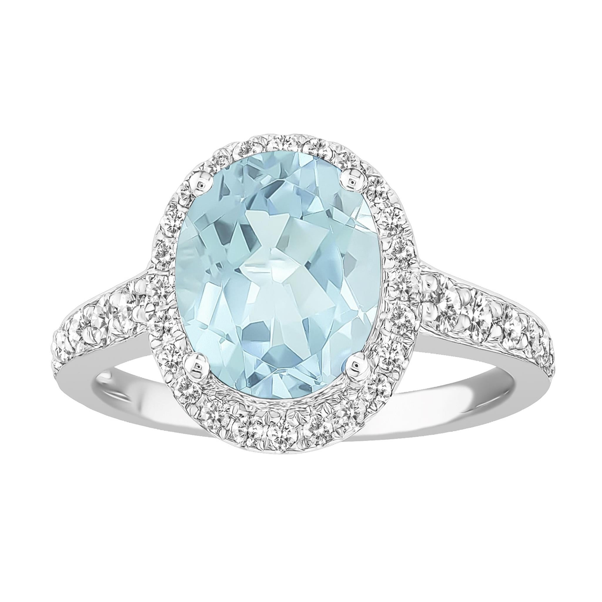 14Kt White Gold 2.15Ct Aquamarine Diamond Ring