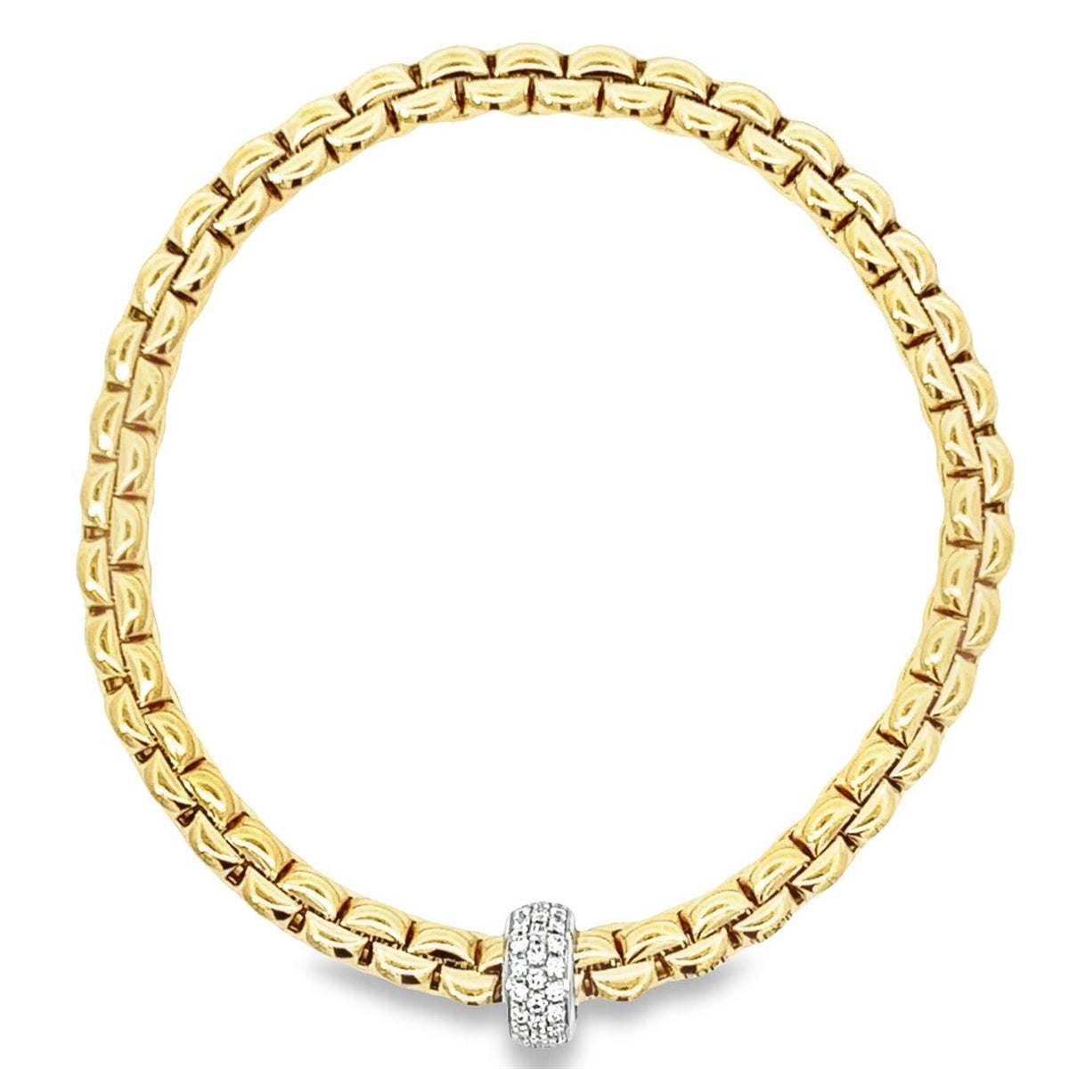 FOPE 18K Yellow Italian Gold EKA Flexible Bracelet with .37cttw Diamonds