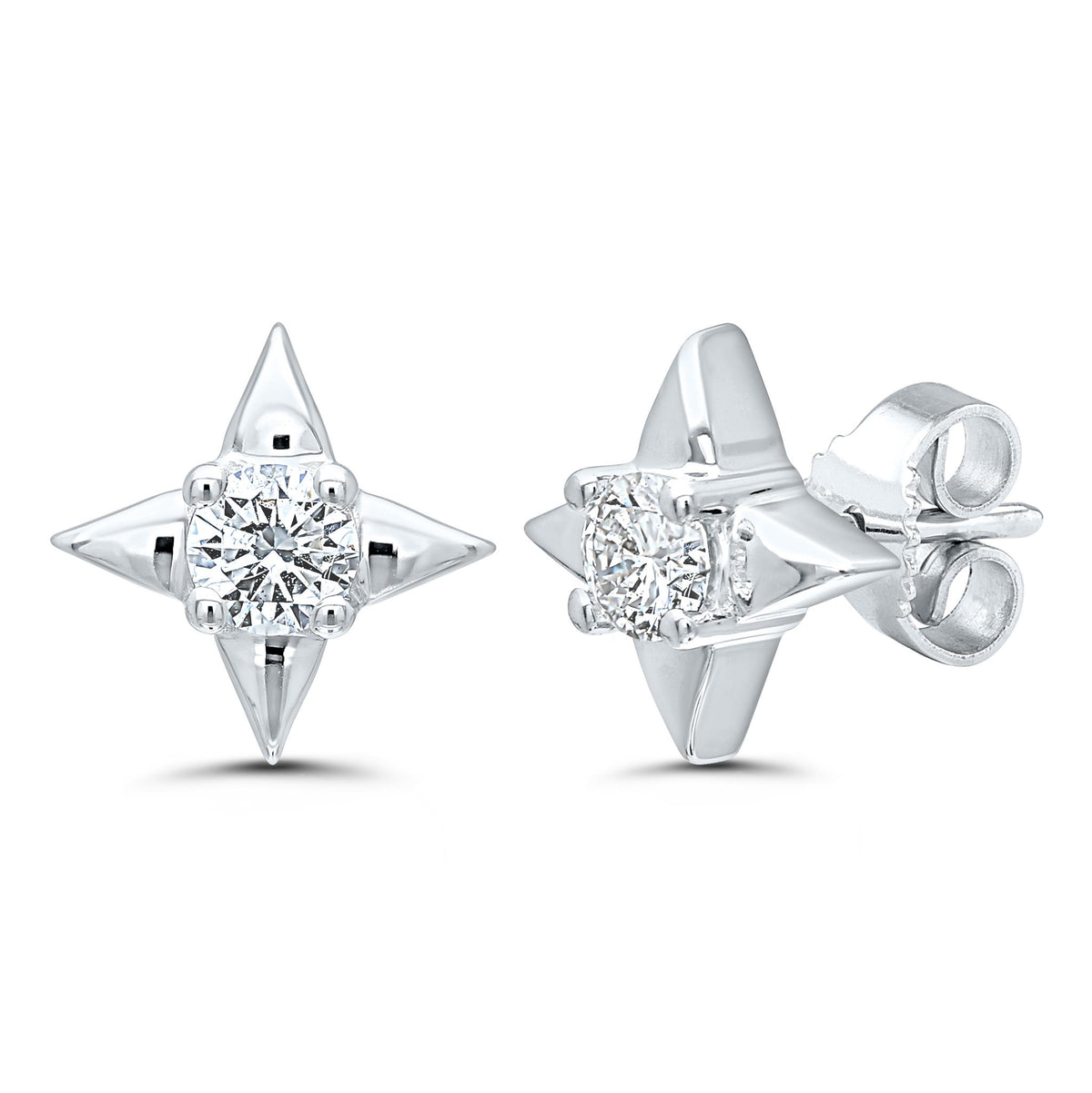 Star Of Hope 14Kt White Gold Earrings with.25cttw Natural Diamonds