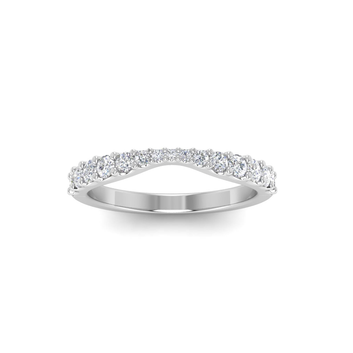 14Kt White Gold Inside Curved Wedding Band