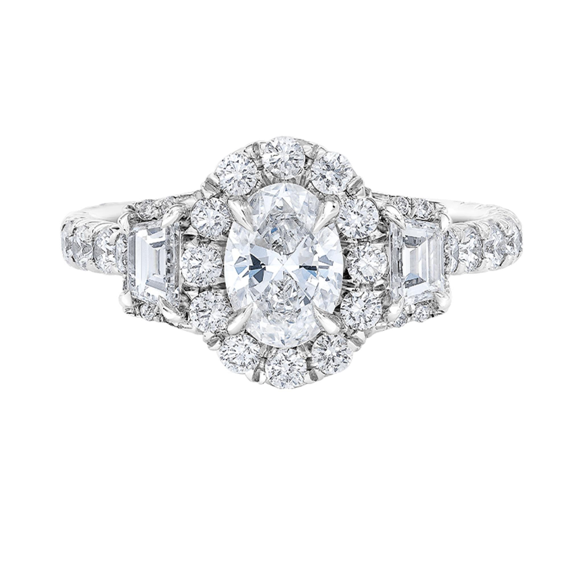 14Kt White Gold Halo Engagement Ring With 0.71ct Natural Center Diamond