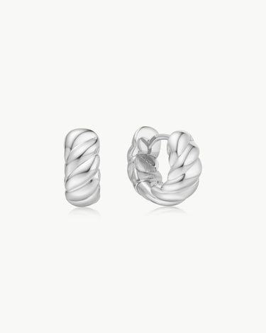 Ania Haie Sterling Silver Bold Texture Small Huggie Hoop Earrings