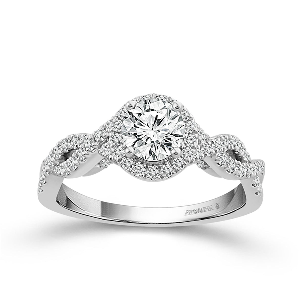 14Kt White Gold Halo Engagement Ring With 0.37ct Natural Center Diamond