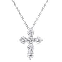 14Kt White Gold Cross Pendant with Natural Diamonds