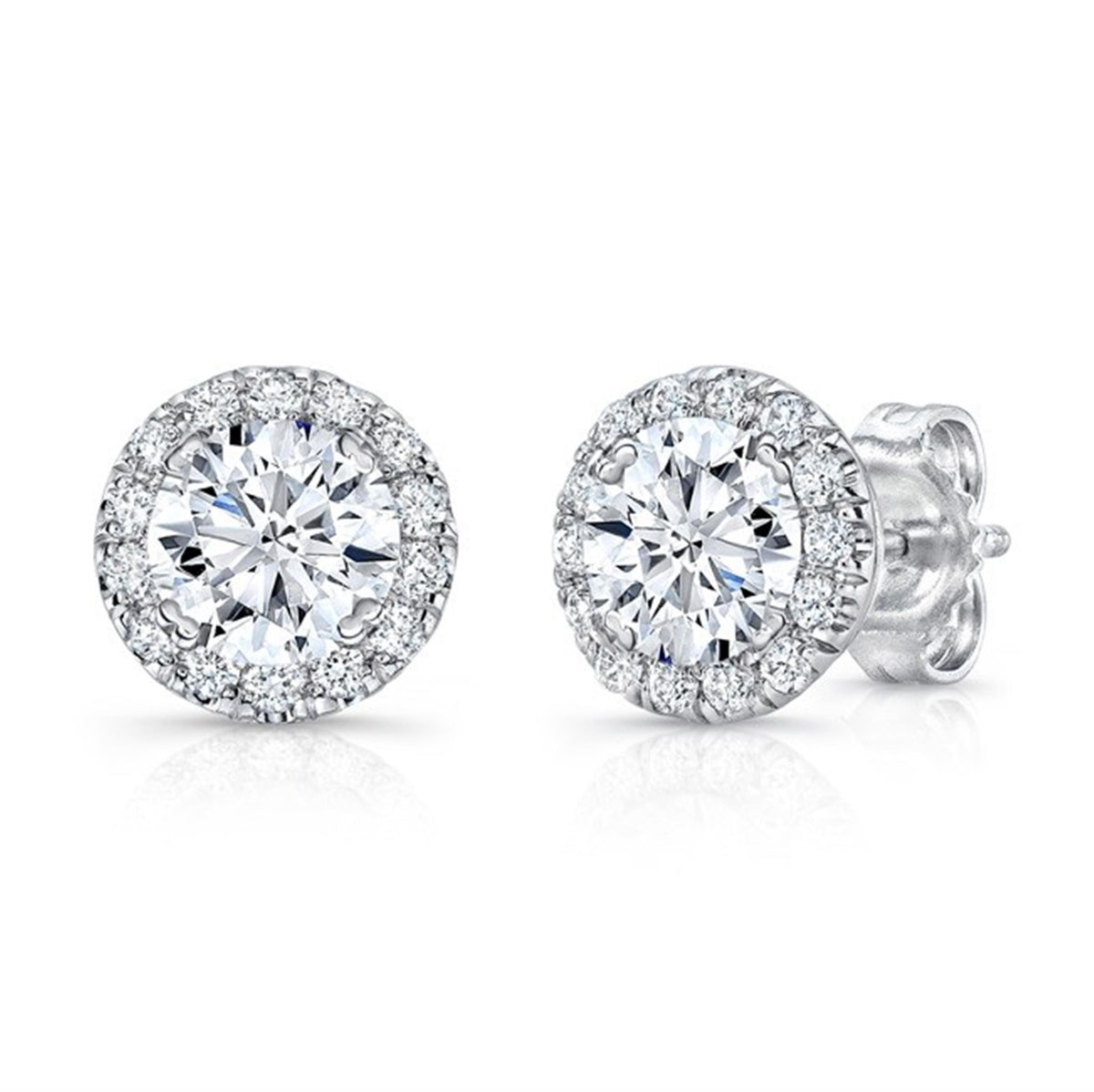 18Kt White Gold Halo Earrings 2.01cttw Natural Diamonds