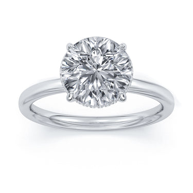 Centurion Collection 14Kt White Gold Hidden Halo 2ct 100-Faceted Lab-Grown Round Diamond Solitaire Engagement Ring