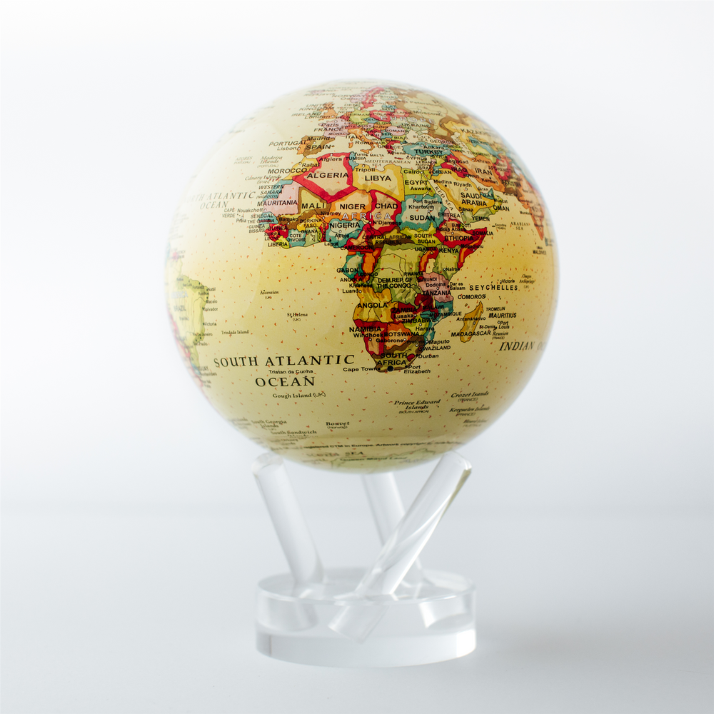Mova 4.5 Blue Ocean Political Map Globe With Acrylic Base – Lasker Jewelers