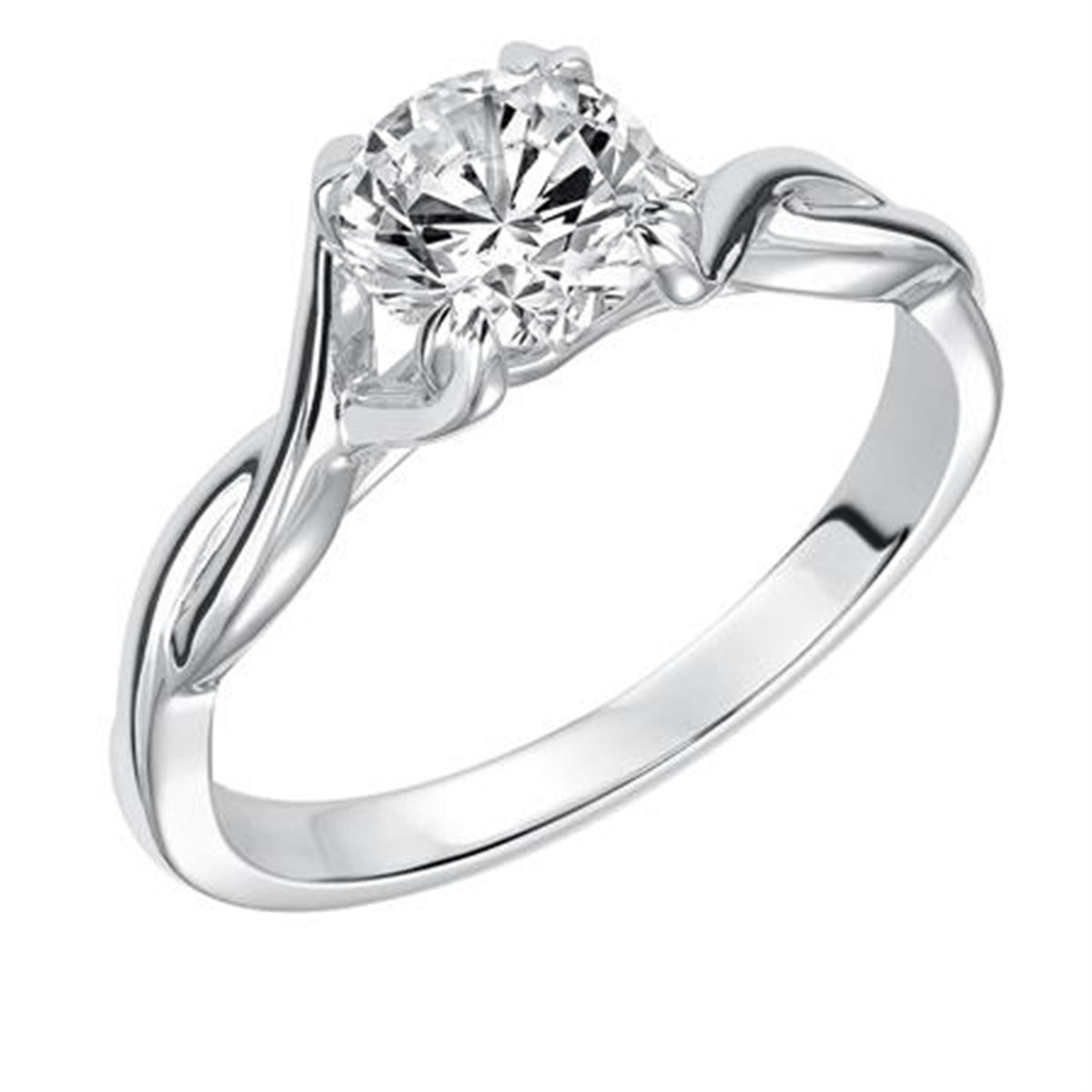14Kt White Gold Solitaire Ring With 0.92ct Cushion Natural Center Diamond