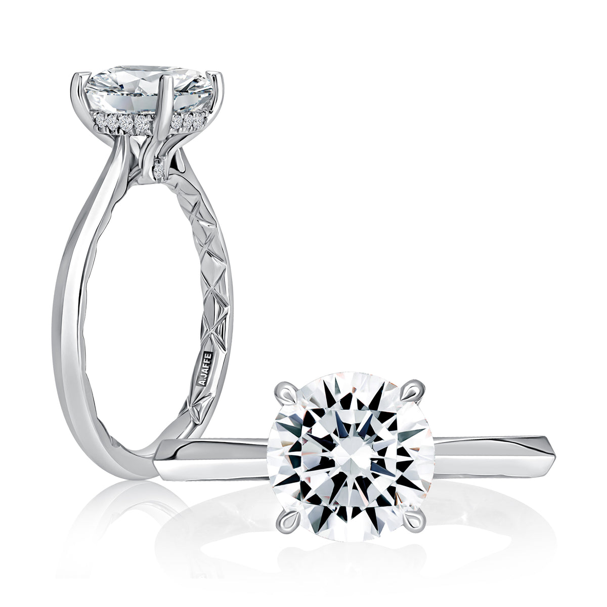 A. Jaffe Hidden Halo Solitaire Engagement Ring in 14K White Gold