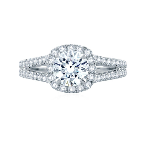 Fire & Ice 18Kt White Gold Evelyn Halo Ring With 0.53ct Natural Center Diamond