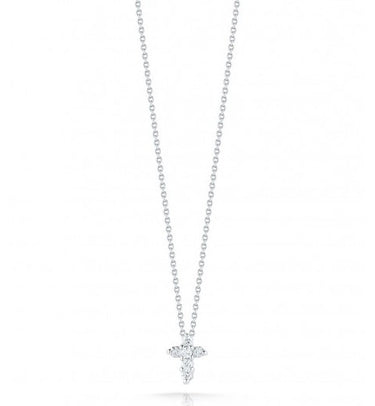 Roberto Coin 18Kt White Gold Tiny Treasures 0.11cttw Diamond Baby Cross Necklace