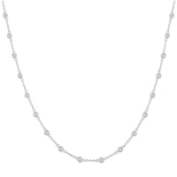 14Kt White Gold Bezel Set Station Necklace