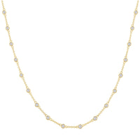 14Kt Yellow Gold Bezel Set Station Necklace