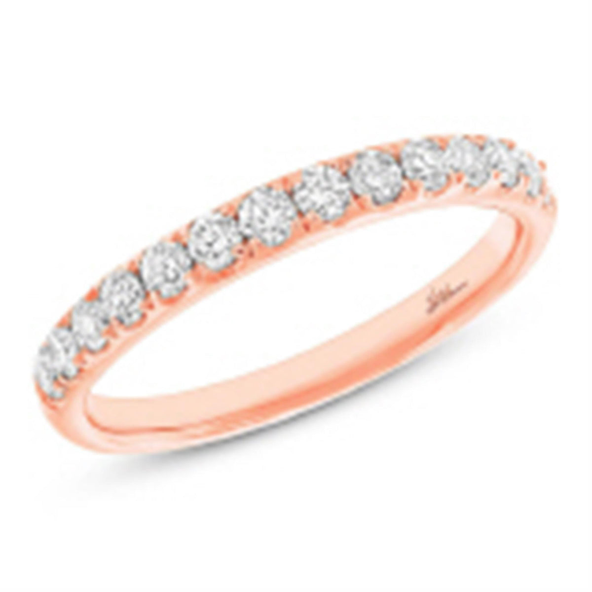 14Kt Rose Gold Prong Set Wedding Ring With 0.16cttw Natural Diamonds