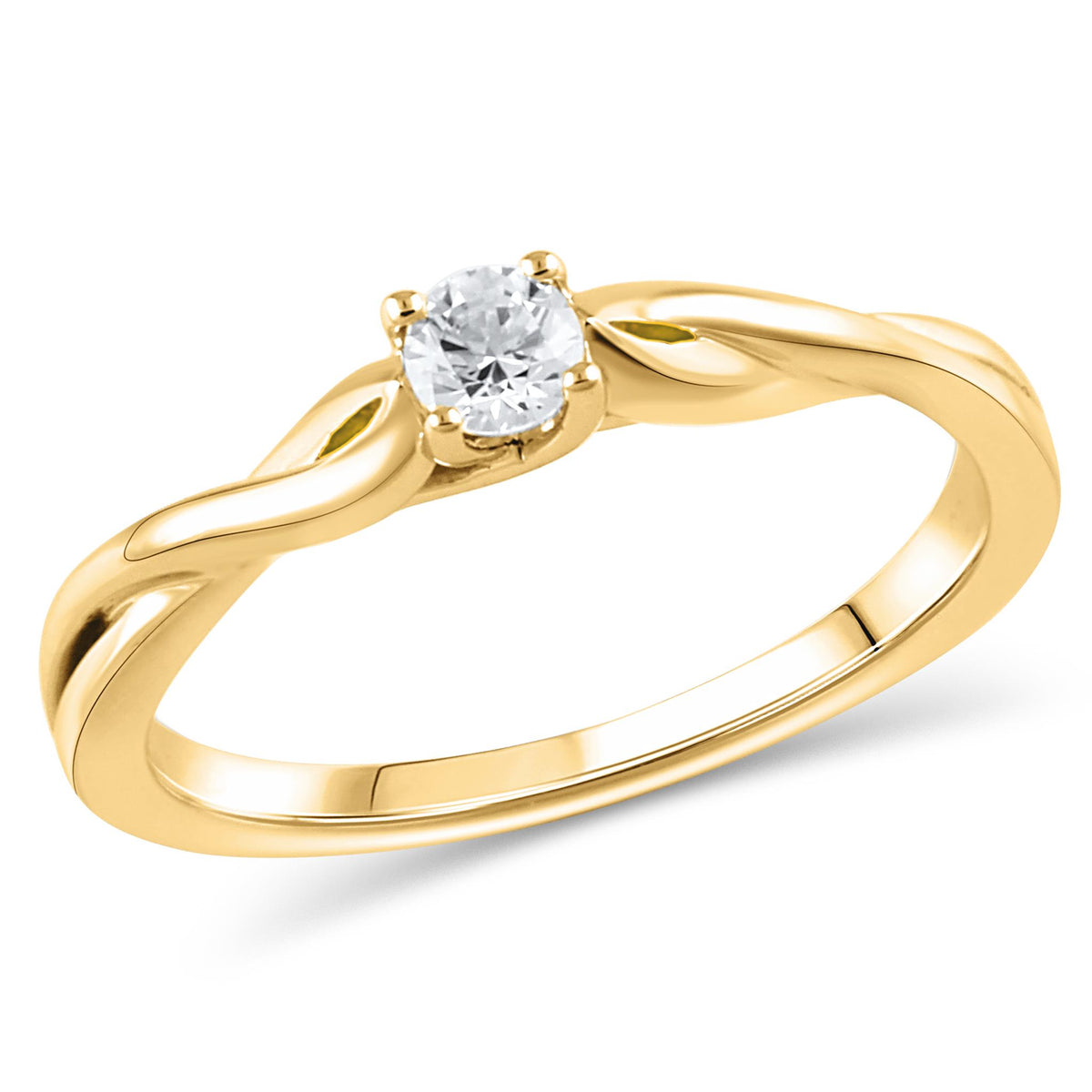 10Kt Yellow Gold Classic Fashion Promise Ring With 0.14cttw Natural Diamonds