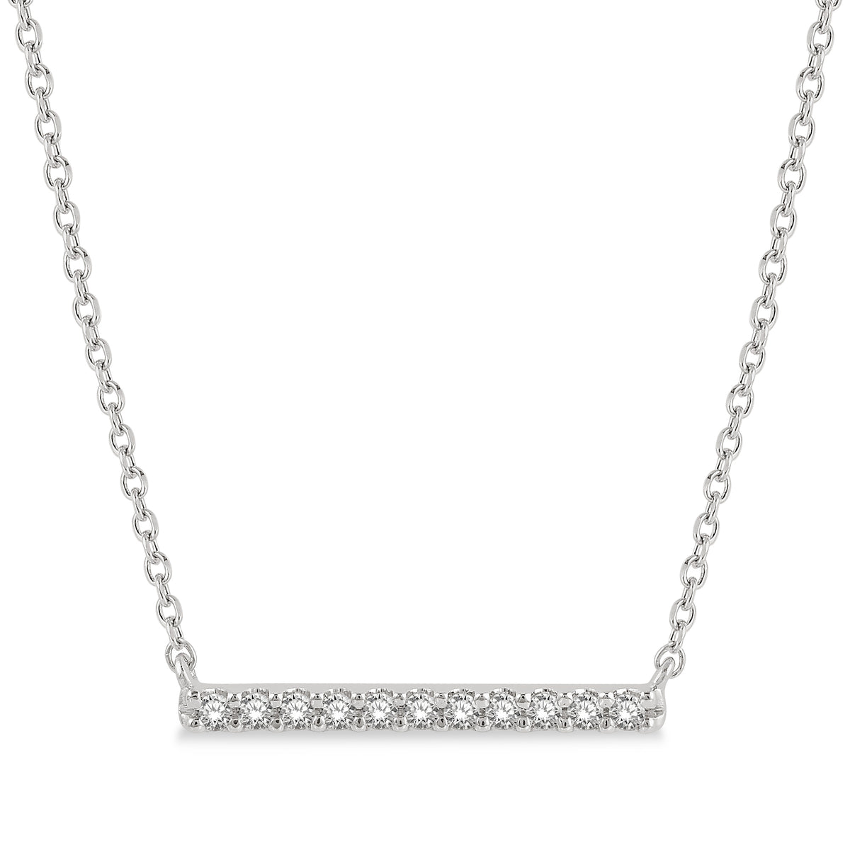 Lasker Petites 10Kt White Gold Diamond Bar Necklace
