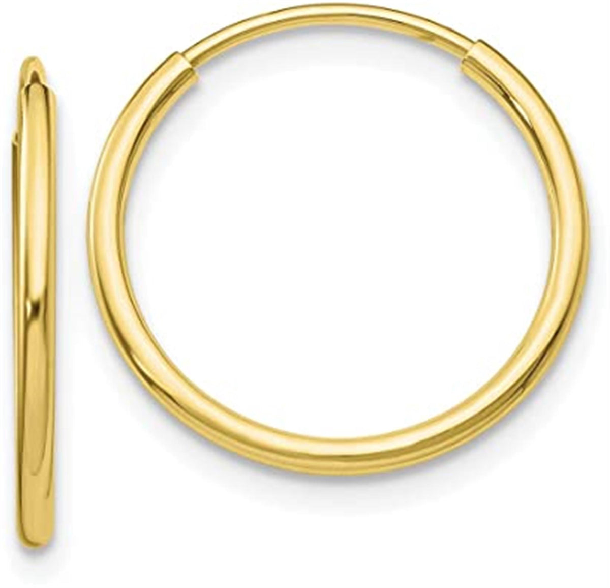 14Kt Yellow Gold 25x2.5mm Round Hinged Hoop Earrings
