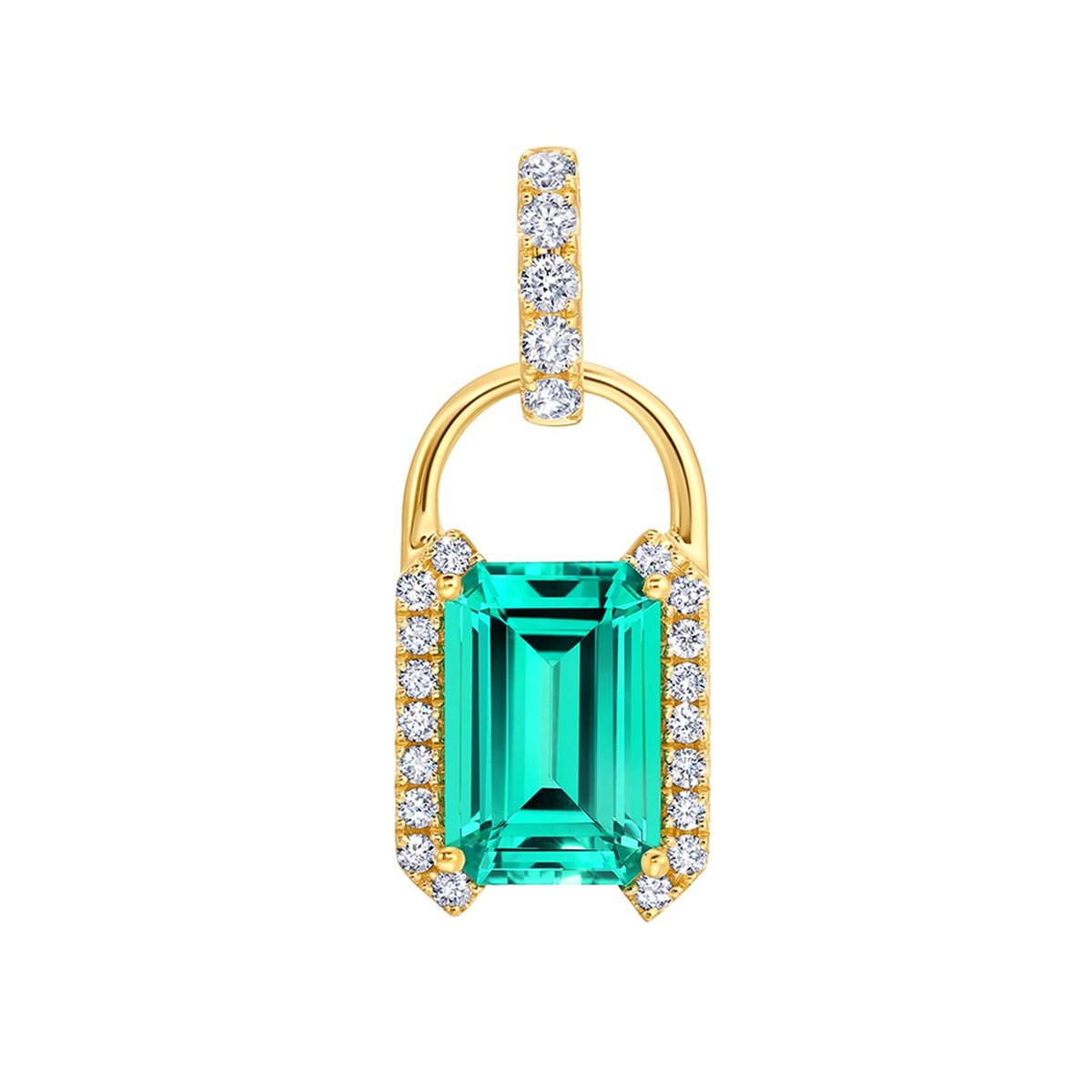 14Kt Yellow Gold 2.39Ct Octagon-Shape Chatham Created Mint-Colored Chrysoberyl Pendant