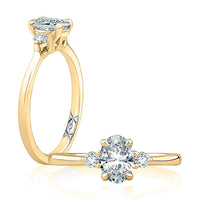 A. Jaffe Three-Stone Engagement Ring Mounting in 14K Yellow Gold