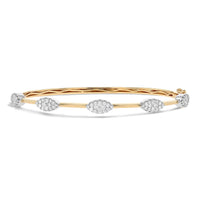 Lasker Couture 18Kt Yellow & White Gold Fiori Marquise Bar Bangle Bracelet With 1.15cttw Natural Diamonds