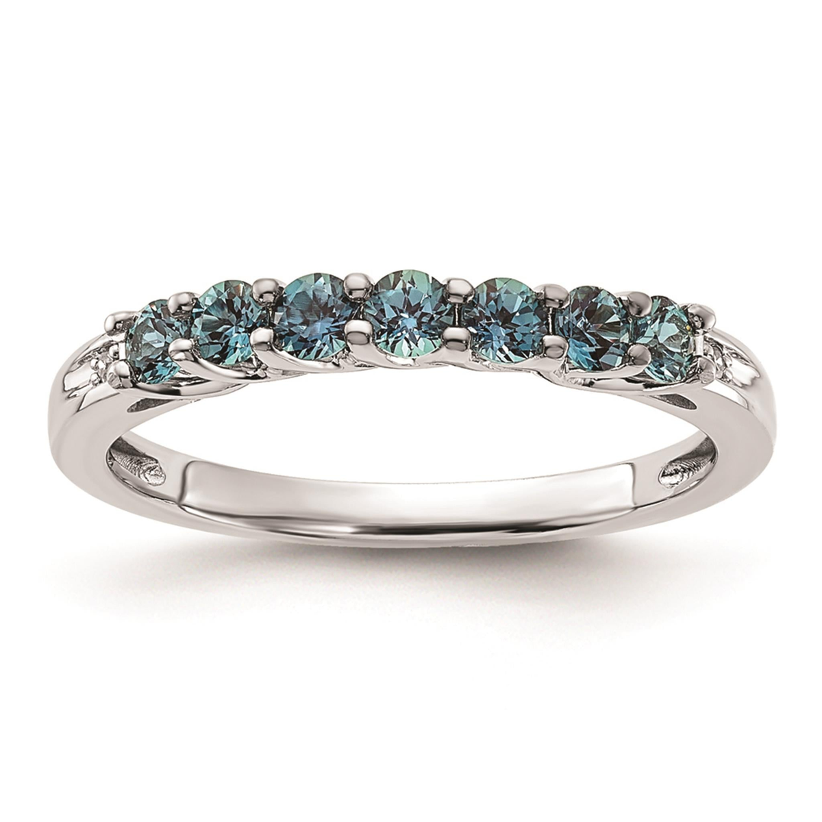 10Kt White Gold 7-Stone Created Alexandrite Ring