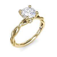 14Kt Yellow Gold Solitaire Engagement Ring Mounting With 0.02cttw Natural Diamonds