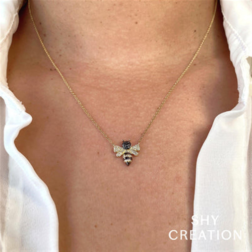 Shy Creation Gold Queen Bee Diamond Necklace