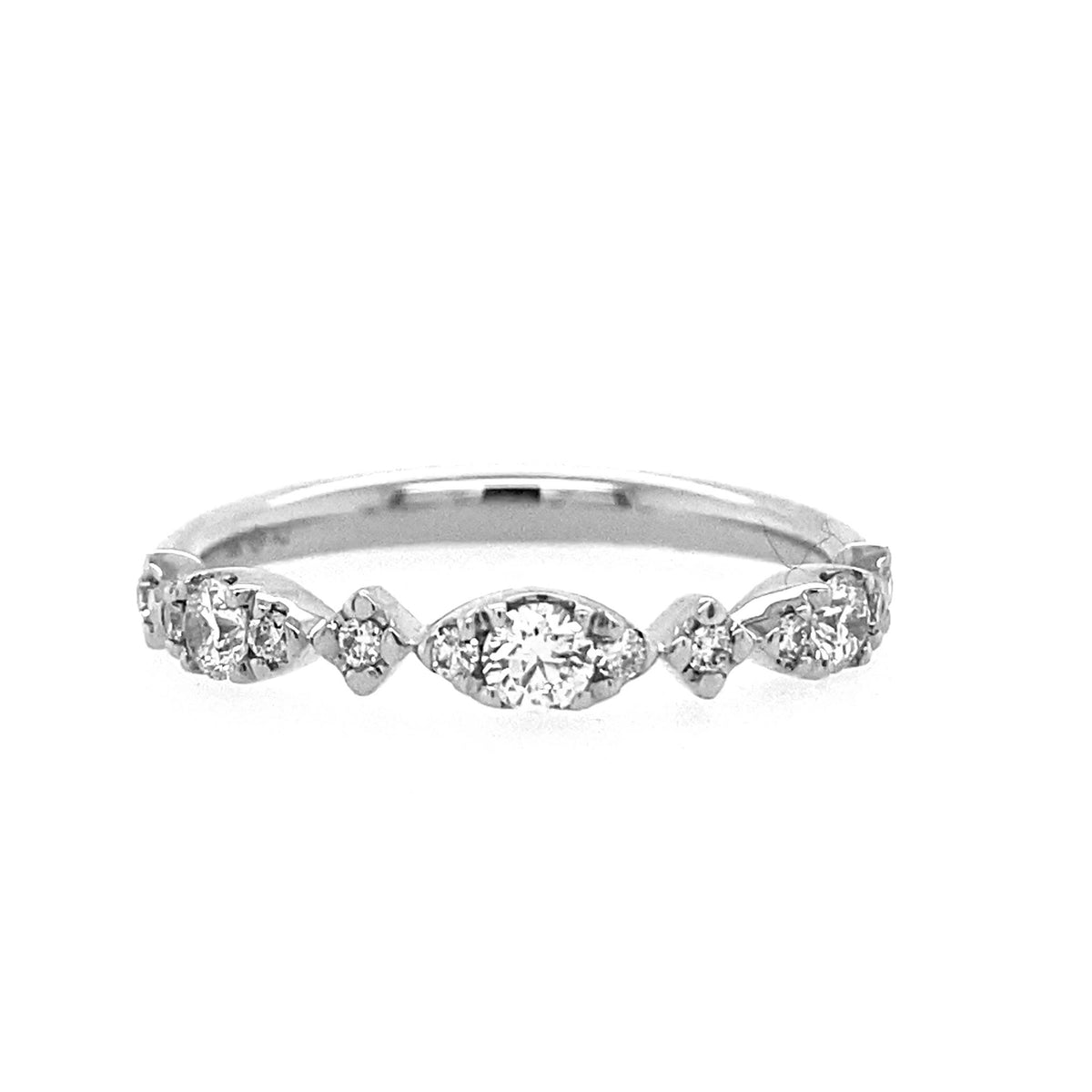 14Kt White Gold Stackable Wedding Ring With 0.33cttw Natural Diamonds