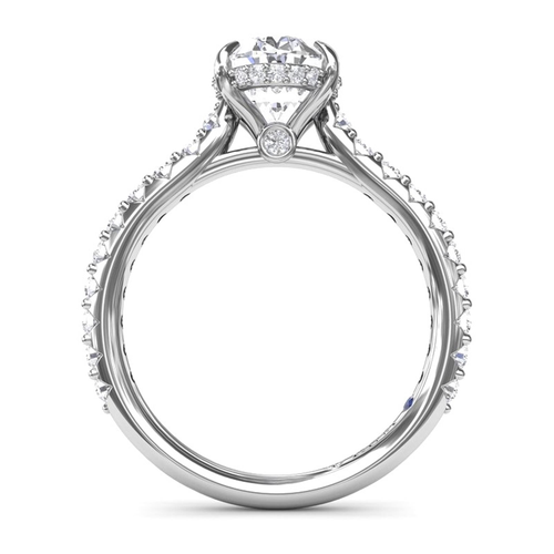 14Kt White Gold Halo Engagement Ring Mounting With 0.47cttw Natural Diamonds