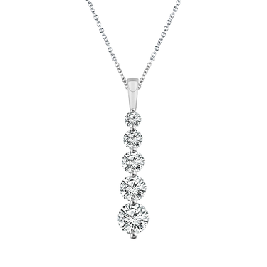 14Kt White Gold Journey Pendant with 1.00cttw Natural Diamonds
