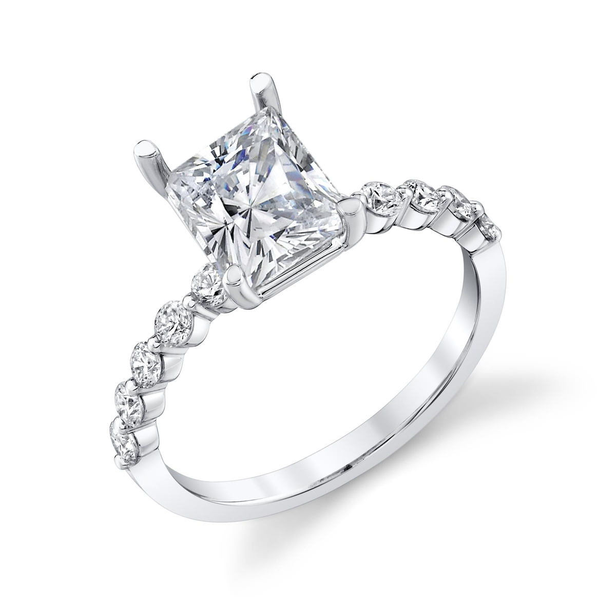 Pure Lasker Platinum Collection Vanessa Engagement Ring - 2ct Radiant Cut Center Stone Sold Separately