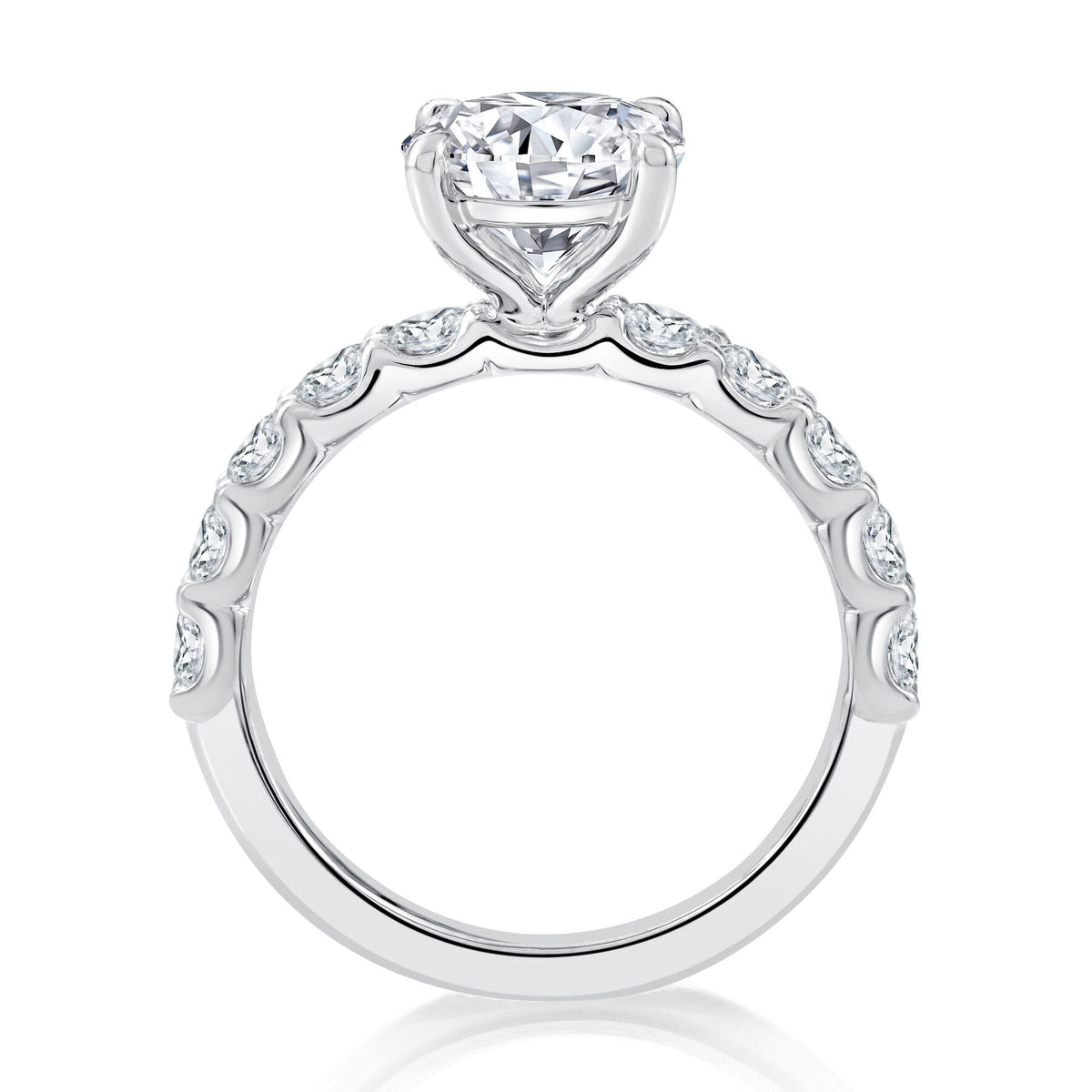 A. Jaffe Round Natural Diamond Engagement Ring with Side Accent Diamonds