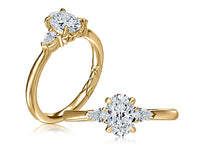 A. Jaffe Three-Stone Engagement Ring Mounting in 14K Yellow Gold
