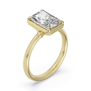 Centurion Collection 14Kt Yellow Gold Solitaire Faux Bezel Engagement Ring with 3ct 100-Faceted Lab-Grown Radiant Center Diamond