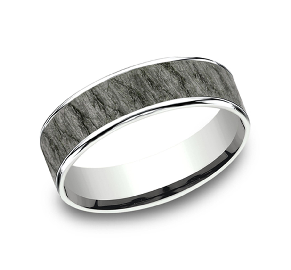 Tantalum & 14Kt Gray & White Ammara Stone Band